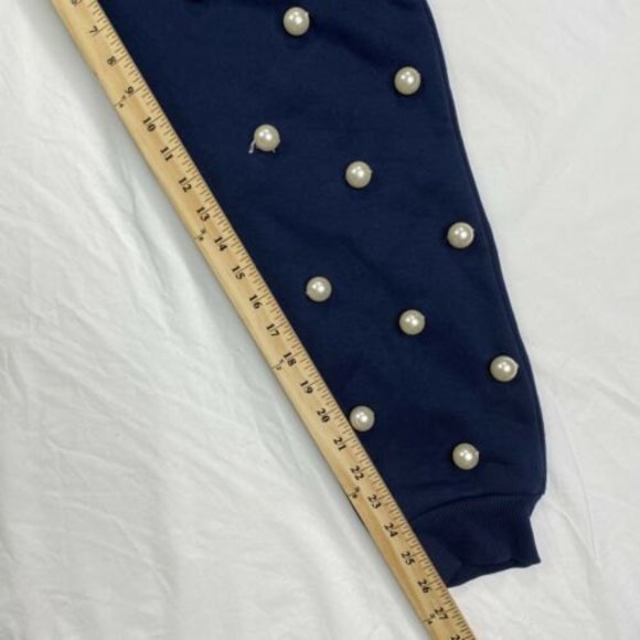 Asos Design Womens Navy Cotton Blend Jogger Pants With Big Pearls Size 6 A050522 - Picture 3 of 6